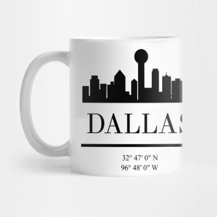 DALLAS TEXAS BLACK SILHOUETTE SKYLINE ART Mug